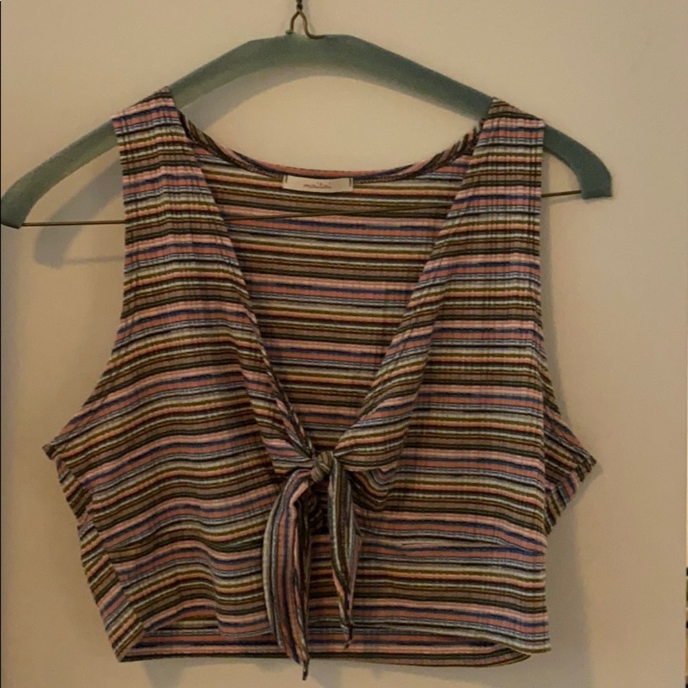 Colorful Plunging Neckline Crop Top